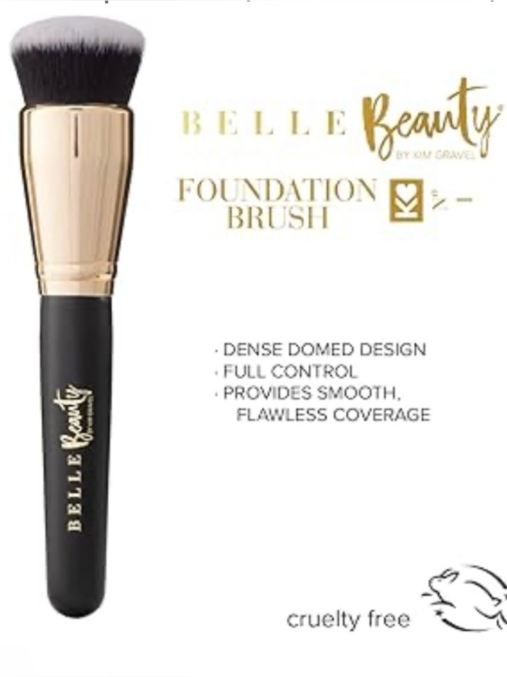 Belle Beauty by Kim Gravel Cover foundation brush featuring a sleek gold handle